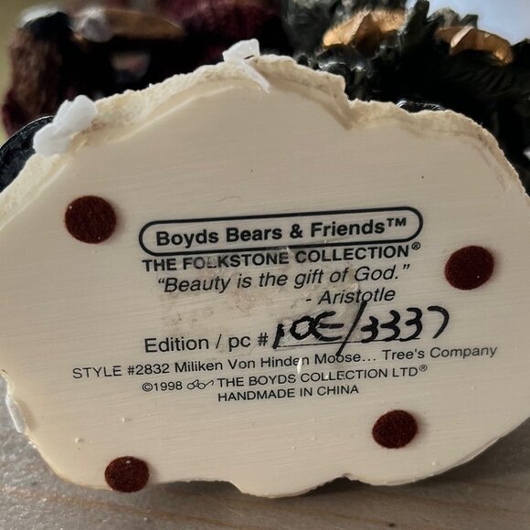Retired Boyds Bears Folkstone Miliken Von Hinden Moose Christmas Figurine - Picture 6 of 10